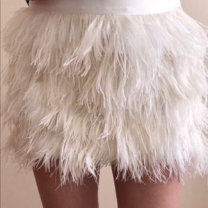 White Ostrich Feather Mini Skirt